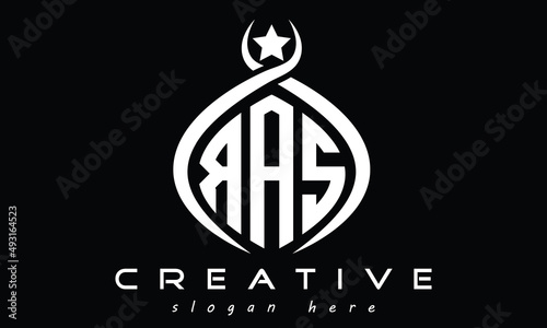 RAS three Letters creative curved oval circle geometric minimalist modern vector logo design