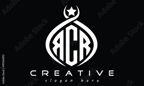 RCR three Letters creative curved oval circle geometric minimalist modern vector logo design photo