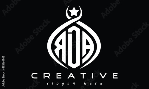 RDA three Letters creative curved oval circle geometric minimalist modern vector logo design