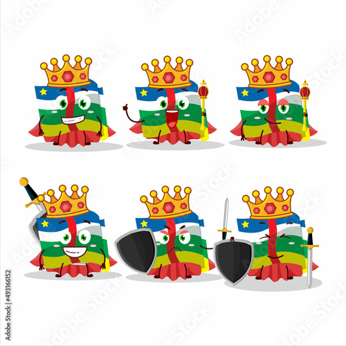 A Charismatic King african republic flag cartoon character wearing a gold crown