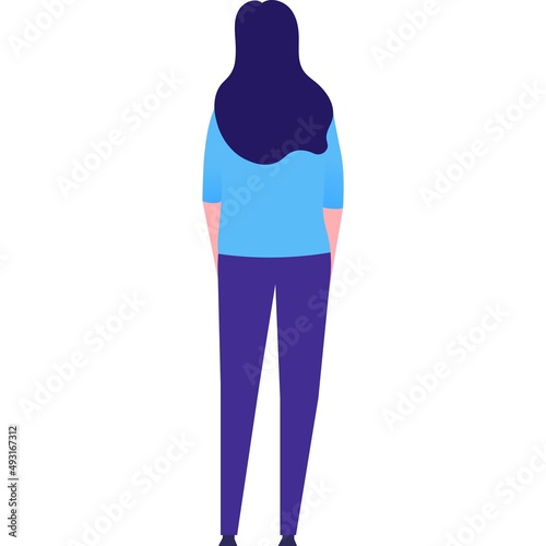 Woman backside back view vector icon isolated