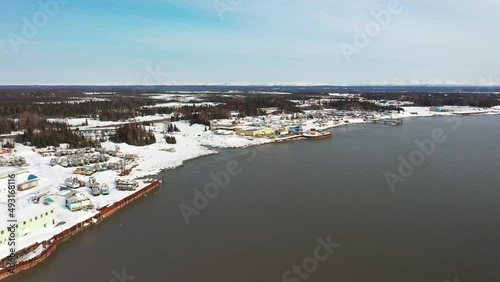 Flying the Mavic 2 Pro drone near the Kenai Harbor in Kenai, Alaska. The harbor is on the Kenai River. photo