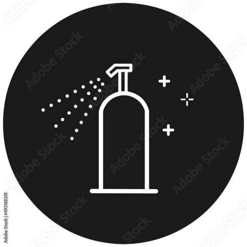 新型コロナウイルス感染症対策アイコン / アルコール消毒（モノクロ）　Covid-19 / Coronavirus prevention icon / Alcohol disinfection (monochrome)