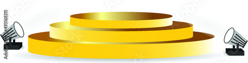 Gold cylinder pedestal podium. white background . Vector rendering 3d geometric shape for product display, banner for advertise ,cosmetic.