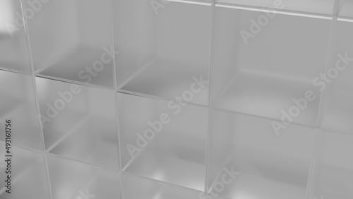 Turbid translucent white glass bathroom wall in top view (3D Rendering)