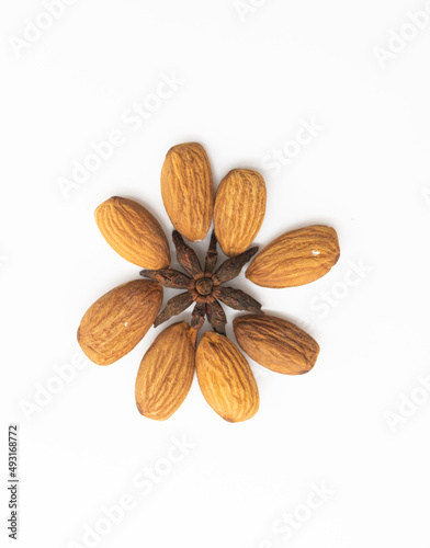 Almond isolated. Nuts on white background. Collection. Clipping path included