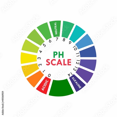 pH scale indicator chart diagram acidic alkaline measure. pH analysis vector chemical scale value test.