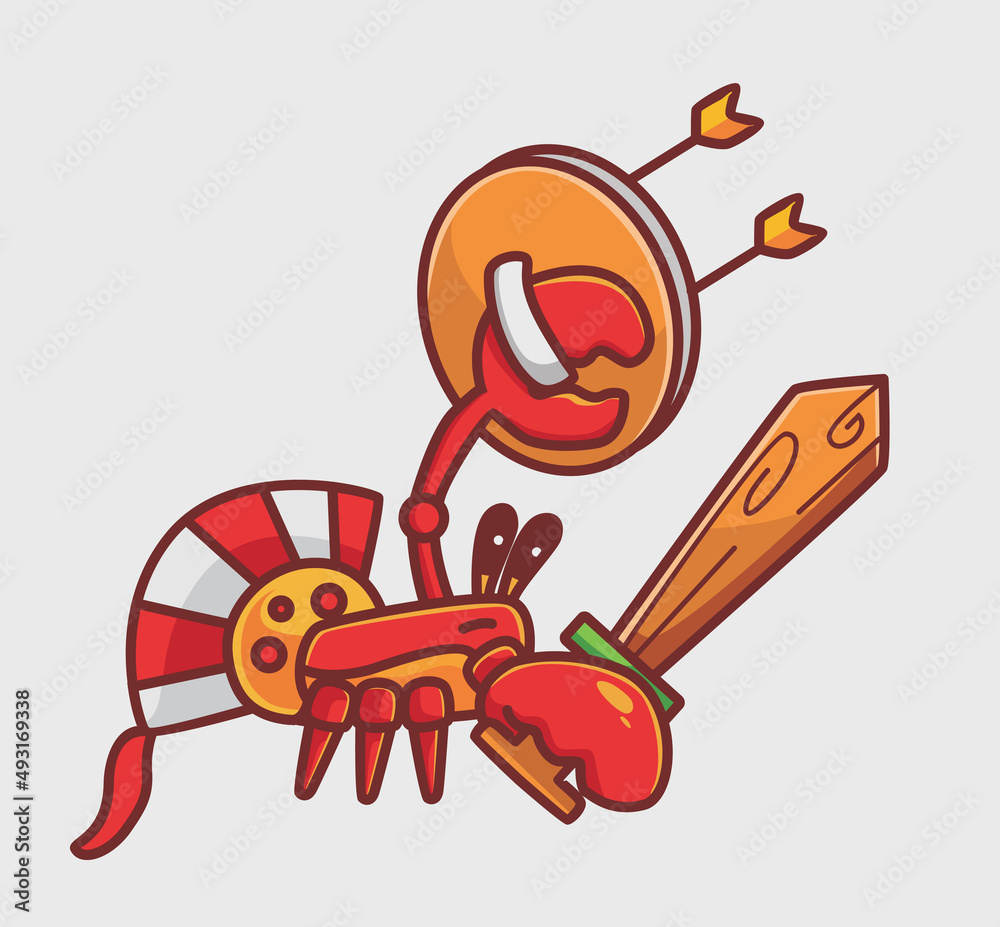 cartoon crab spartan bring sword and shield wooden. cartoon animal nature concept Isolated illustration. Flat Style suitable for Sticker Icon Design Premium Logo vector. Mascot Character cartoon crab spartan bring sword and shield wooden. cartoon animal nature concept Isolated illustration. Flat Style suitable for Sticker Icon Design Premium Logo vector. Mascot Character
