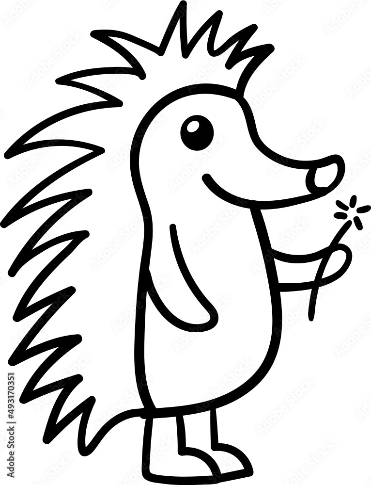 Porcupine cartoon drawing for coloring book Stock Vector Adobe Stock