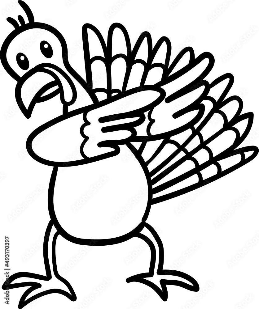Turkey bird cartoon drawing for coloring book Stock Vector Adobe Stock