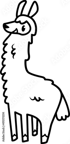 Llama cartoon drawing for coloring book