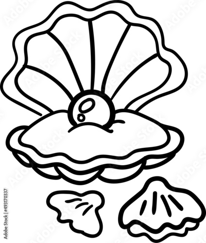 Oyster cartoon drawing for coloring book