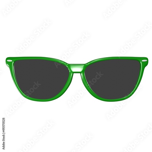 Square sunglasses with green frames