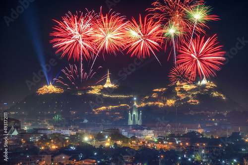 Khao Wang Fireworks, Phetchaburi Province Thailand. photo