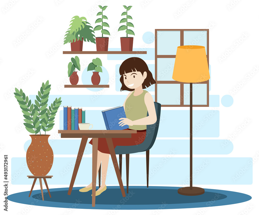 Fototapeta premium Work at home concept in flat design