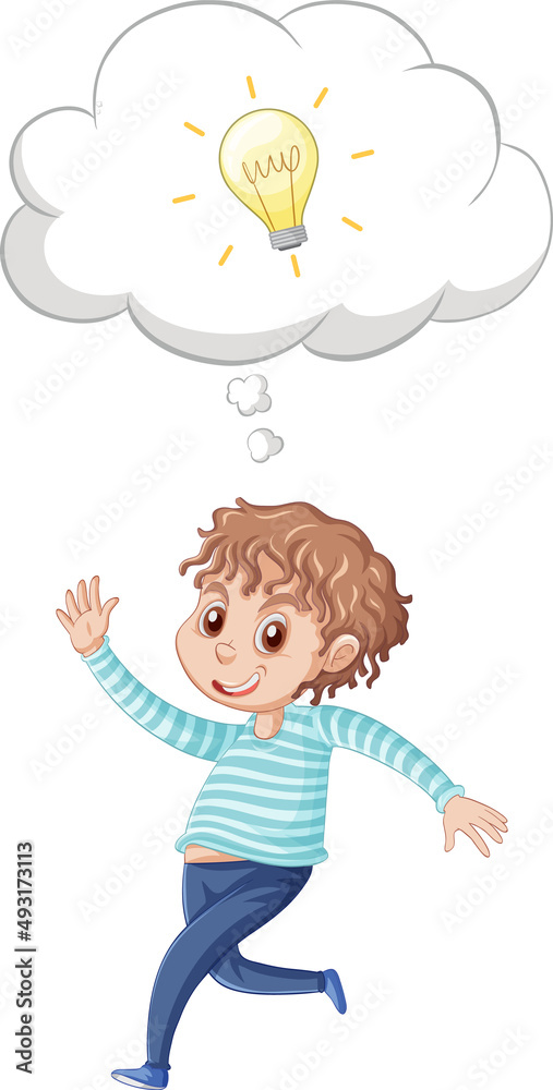 A a boy jumping and thinking on white background A a boy jumping and thinking on white background