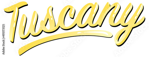 Font design for Tuscany in yellow