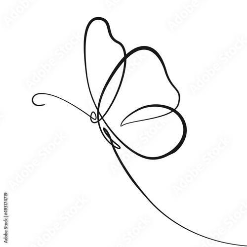 Butterfly Continuous Line Art Drawing. One Line Art Minimalist Style of Cute Butterfly. Good for Wall Art, Print, Poster. Abstract Minimal Trendy Modern Drawing. Vector EPS 10