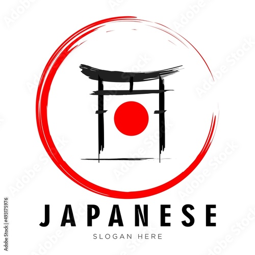 Simple symbol design of Torii gate with brush style.