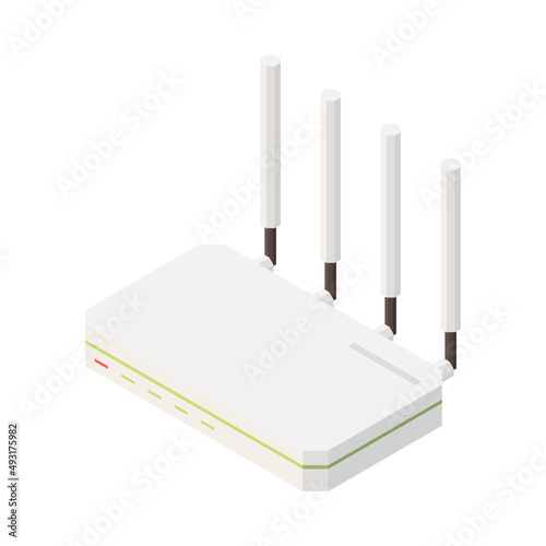 5G Router Isometric Composition