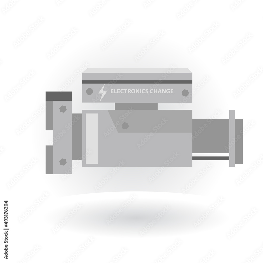 ฺVector and Illustration icon of Electric car engine gray color. With isolated white background. ฺVector and Illustration icon of Electric car engine gray color. With isolated white background.