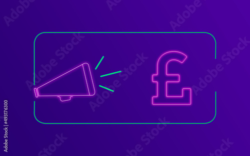 Euro Symbol Currency Concept with Neon Colors on Purple Gradient Background