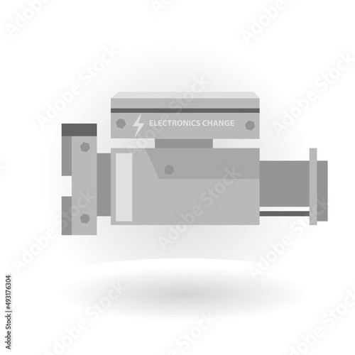 ฺVector and Illustration icon of Electric car engine gray color. With isolated white background.