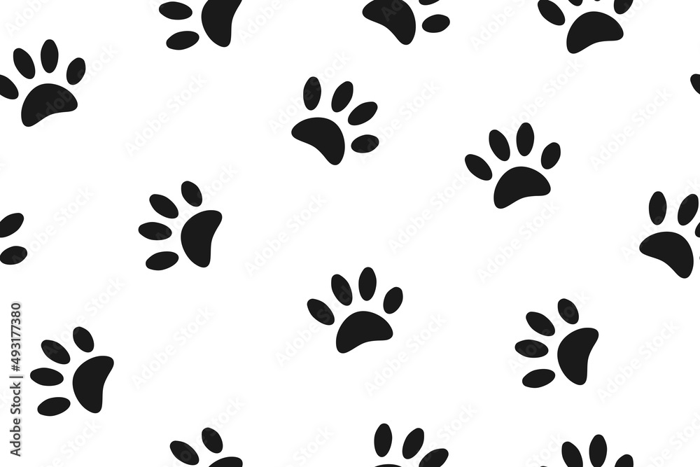 Rabbit paws. Seamless pattern with small black footprints of a hare on a white background. Rabbit paws. Seamless pattern with small black footprints of a hare on a white background.