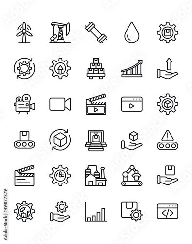 Production Icon Set 30 isolated on white background
