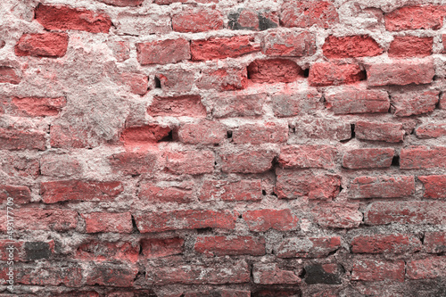 red brick block wall texture old background with copy space