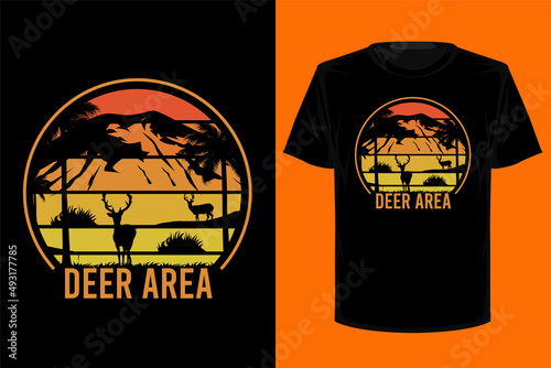 Deer area retro vintage t shirt design