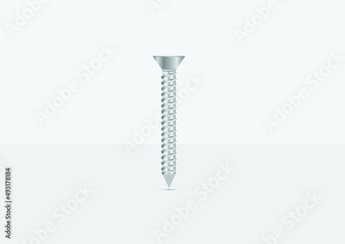 Metallic vector screw illustration.