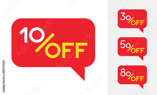 Set of discounts: 10%, 30%, 50%, 80% off. Sale. Special Offer. Vector Template Design Illustration. Isolated.