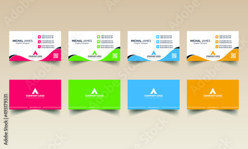 Professional minimal 4 color business card design template