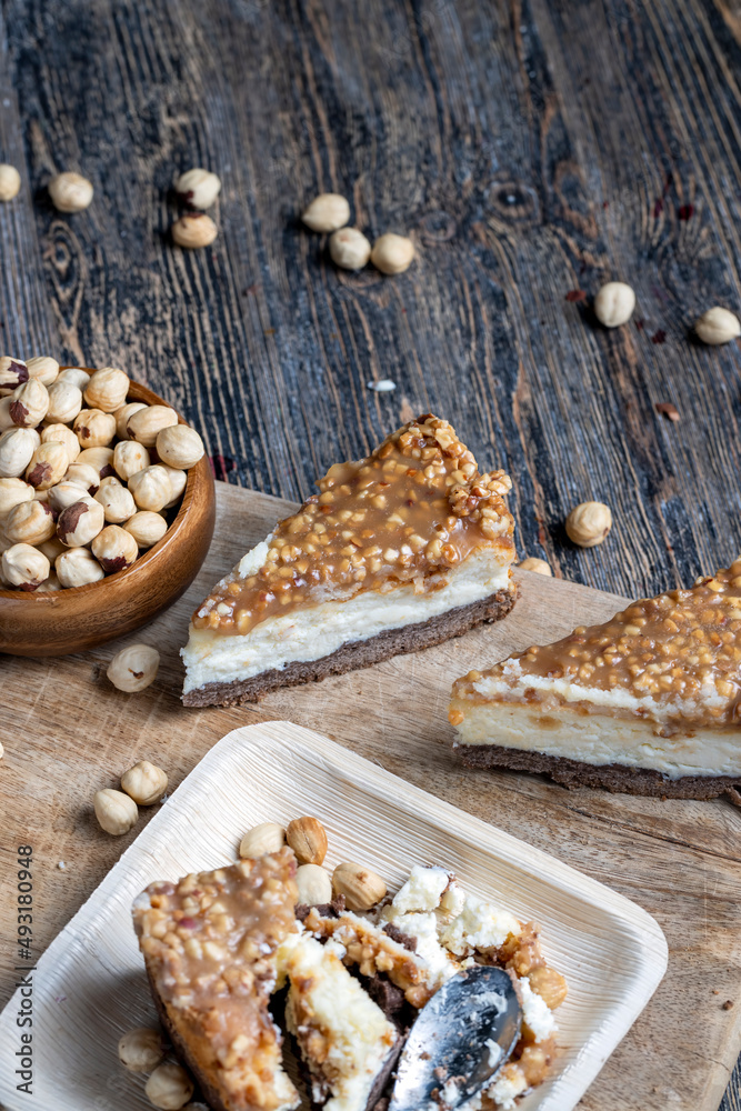 sweet and delicious cake with nuts and caramel sweet and delicious cake with nuts and caramel