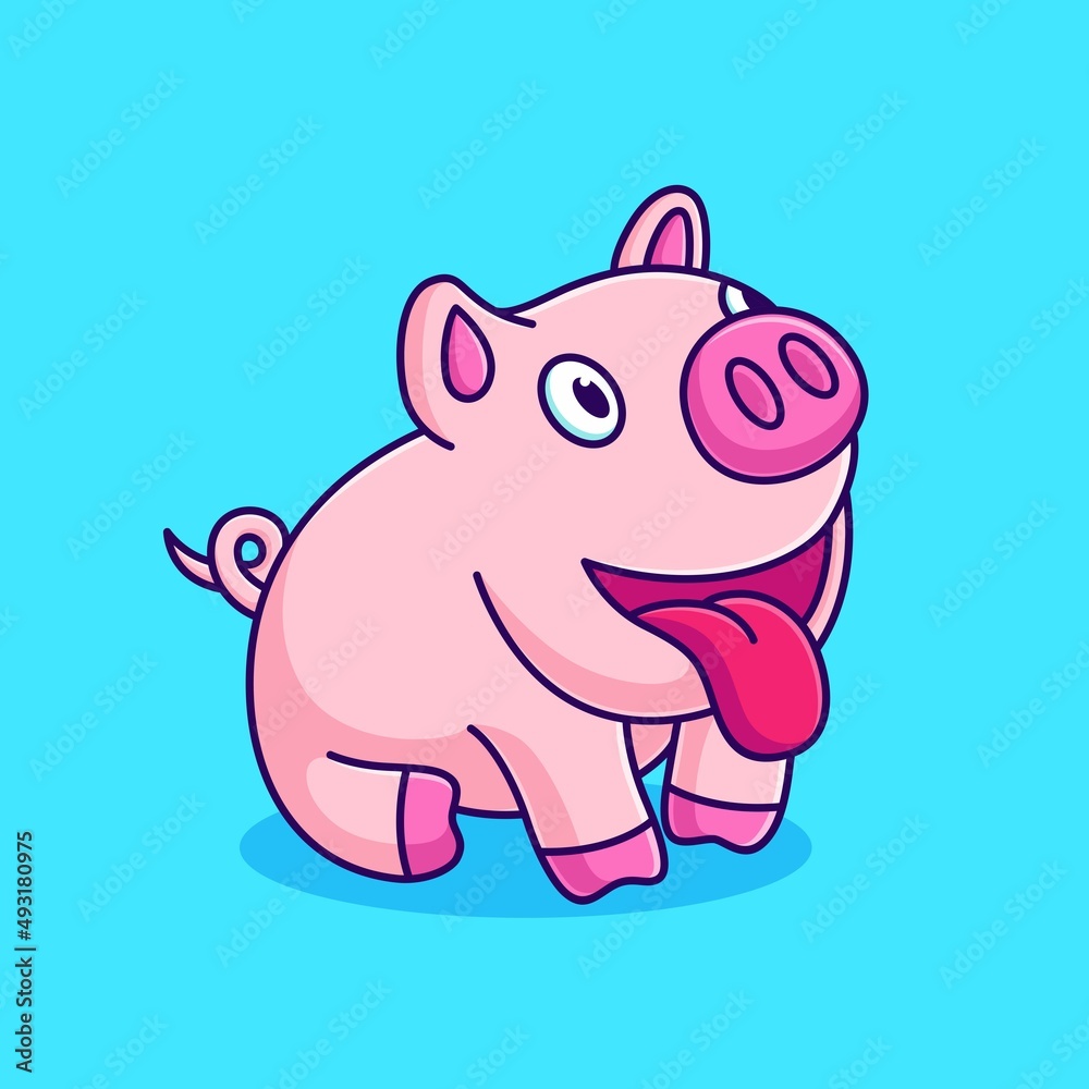 cute pig sticking out tongue vector illustration. amazed pig cartoon cute pig sticking out tongue vector illustration. amazed pig cartoon