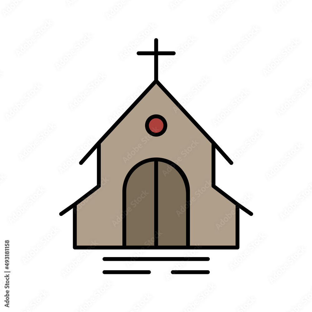 Church, religion building glyph icon isolated on white. EPS10