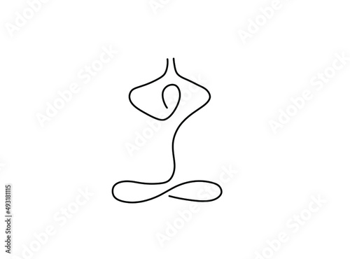 Vector isolated yoga asanas sit cross-legged simple line symbol