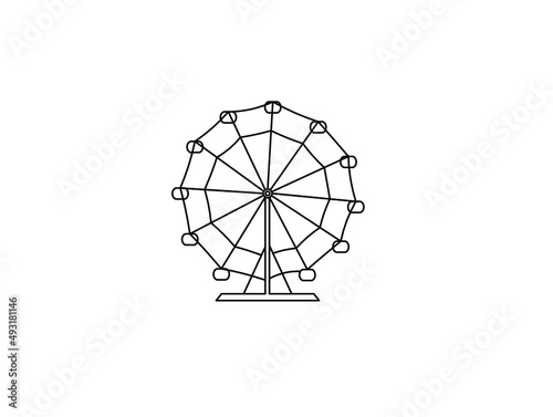 Vector isolated ferris wheel colorless black and white contour line drawing. Big ferris wheel icon, logotype, symbol, emblem