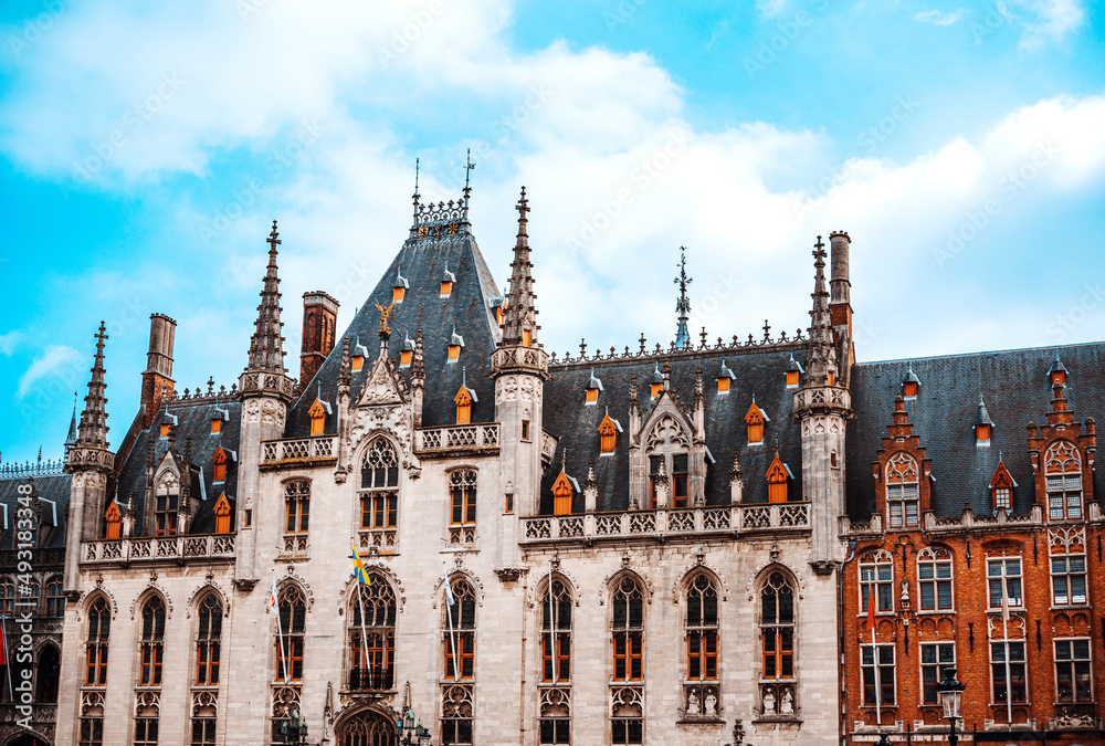 Antique building view in Old Town Bruges, Belgium