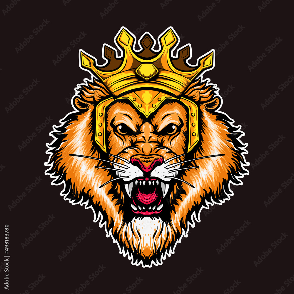 Lion King Head Vector Illustration Character Tshirt Design Lion King Head Vector Illustration Character Tshirt Design