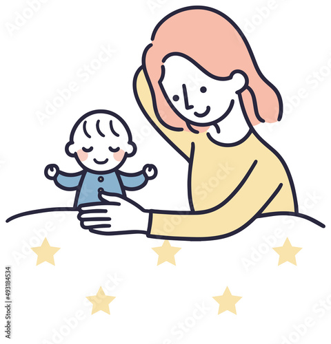 赤ちゃんをあやす母親 シンプル イラスト