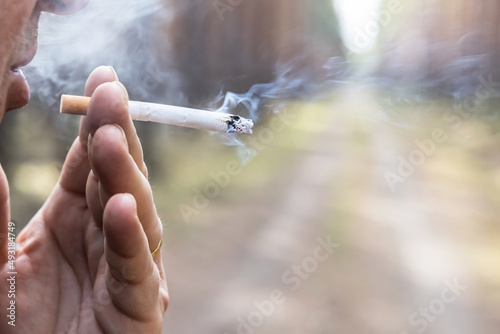 Zigarette rauchen im Wald photo
