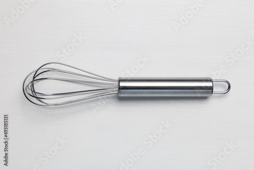 Stainless Steel Kitchen Whisk Egg Beater White Background