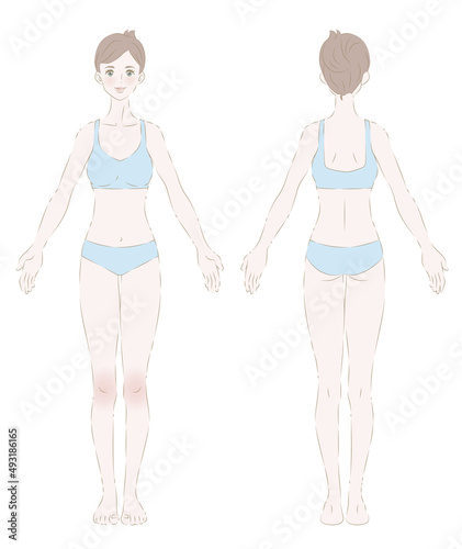 若い女性の全身イラスト