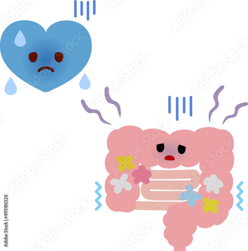 元気のない腸とハートのキャラクター