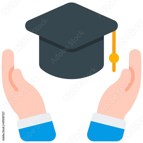 mortarboard flat icon
