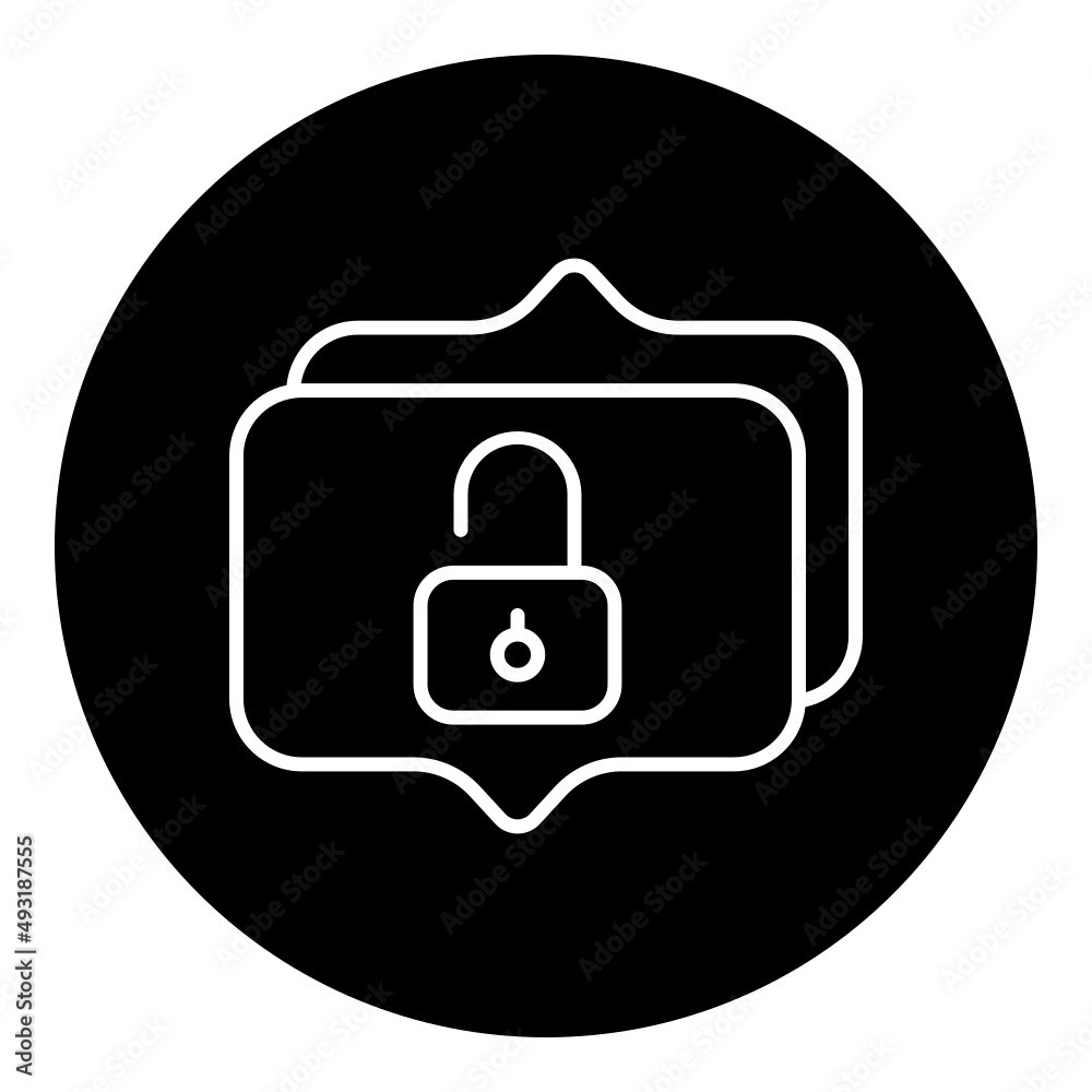 unlock message and chat balloon icon unlock message and chat balloon icon