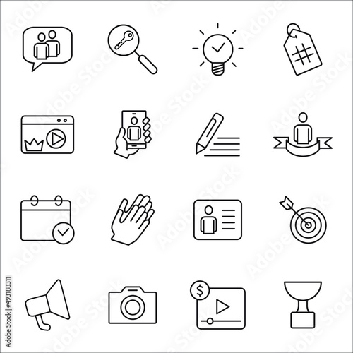Blogger icons set . Blogger pack symbol vector elements for infographic web