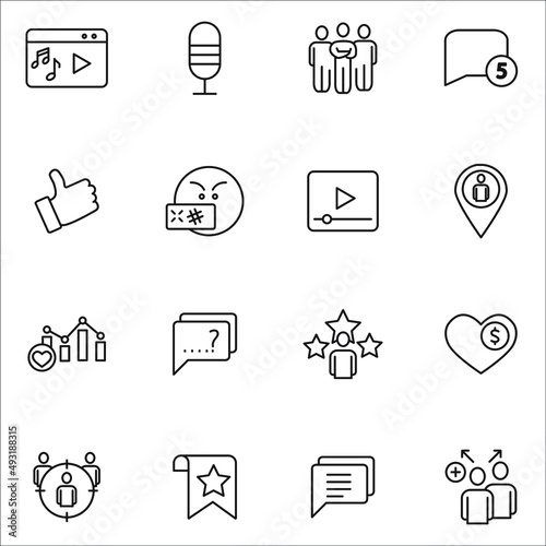 Blogger icons set . Blogger pack symbol vector elements for infographic web